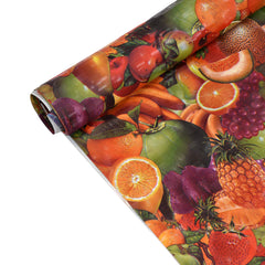 Kuber Industries 3D Fruits Design PVC Wardrobe Kitchen Drawer Cupboard Cabinet Shelf Mat 10 Mtr (Maroon) CTKTC33366