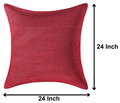 Heart Home Jute Blend Decorative Square Throw Pillow Cover Cushion Covers Pillowcase, Home Decor Decorations for Sofa Couch Bed Chair 24x24 Inch- (Maroon)