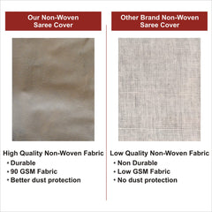 Homestic Set of 3 Foldable Non Woven saree covers with Zip|Saree & Clothes Organiser for wardrobe |Transparent Window With Premium Zipper|Suitable for Lehenga, Suit, Dress (Maroon)
