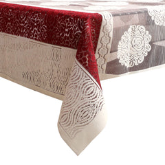 Kuber Industries Flower Design Cotton 4 Seater Center Table Cover 60"x40"(Cream & Maroon) CTKTC34013