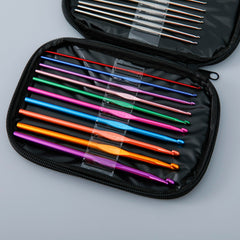 Kuber Industries Crochet Hook Needle Set with Case|Ergonomic Sewing Knitting Needle Kit (Black)