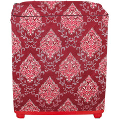 Kuber Industries Floral Design Cotton Top Load Semi Automatic Washing Machine Cover (Maroon)-CTKTC14401