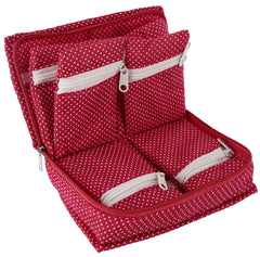 Kuber Industries Cotton Dot Printed Jewellery Pouch Cum Makeup Organiser Kit (Pink)-KUBMART15420