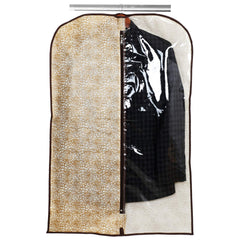 Kuber Industries Metallic Printed 3 Pieces Half Transparent Non Woven Men's Coat Blazer Cover (Golden & Brown) -CTKTC038147