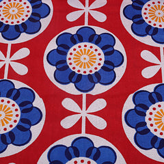 Kuber Industries Floral Design 8 Piece Cotton Diwan Set, Red and Blue - CTKTC21846