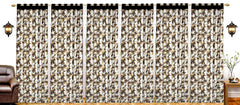Kuber Industries Leaf Print 6 Pieces Patio Sliding Door Curtain - Keep Warm Draperies, Sliding Glass Door Drapes,7 Feet (Brown)