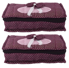 Kuber Industries Heart Home Cotton Multipurpose 7 Pocket Dot Printed Jewellery Storage Bag Pouch/Travel Kit Organizer (Purple)-Pack of 2-KUBMART15429
