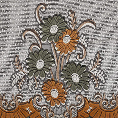 Kuber Industries Flower Design 6 Piece Cotton 5 Seater Sofa Cover Set - 70.07"x29.13", Brown