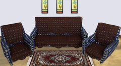 Kuber Industries Circle Design 6 Piece Cotton 5 Seater Sofa Cover Set - 70.07"x29.13", Brown