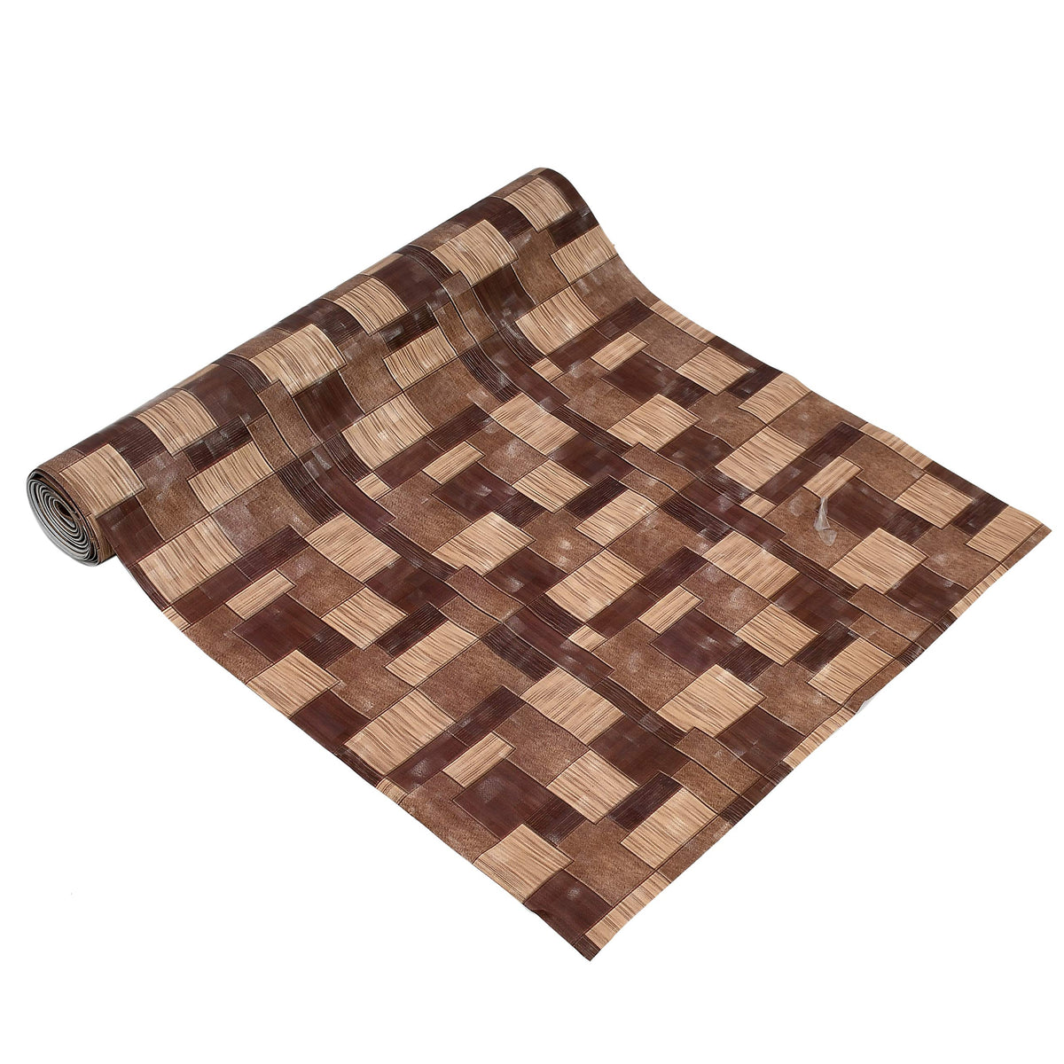 Kuber Industries Floral Checkered Design PVC Wardrobe Kitchen Drawer Shelf Mat 10 Mtr Roll (Brown)-CTKTC30424