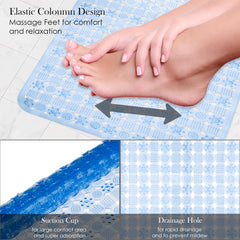 Heart Home Bath Mat | PVC Bathroom Mat | Shower Bath Mat | Transparent Round Check Floor Tub Mat | Foot Massager Mat | Anti-Skid Floor Mat | Shower Mat | Blue