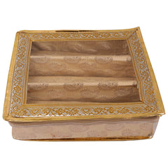 Kuber Industries Brocade Cloth 3 Rod Bangle Box, Golden, Standard (CTKTC0277)