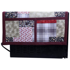 Kuber Industries 3D Checkered Design PVC Microwave Oven Top Cover 30 Liter with Utility 4 Pockets (Maroon) - CTKTC040677