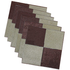 Kuber Industries Laminated Patch PVC 6 Piece Square Dining Table Placemat Set 30x30 CM (Maroon & Gold) - CTKTC040625