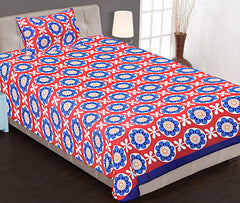 Kuber Industries 100 Percent Cotton 144 TC Single Bed Sheet with 1 Pillow Covers (Red), CTKTC13541,Standard