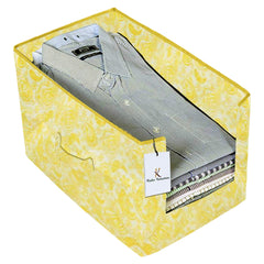 Kuber Industries Exclusive Leaf Printed 4 Piece Non Woven Shirt Stacker Wardrobe Organizer Set, (Pink & Gold) - CTGTC35077