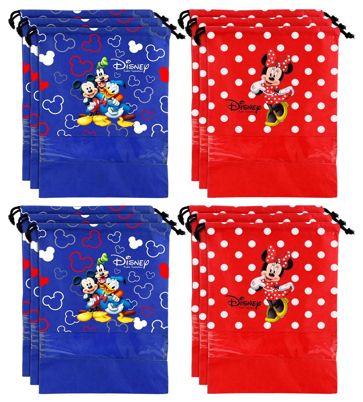 Kuber Industries Disney Print 12 Piece Non Woven Travel Shoe Cover, String Bag Organizer (Royal Blue & Red) -HS_35_KUBMARTS18057