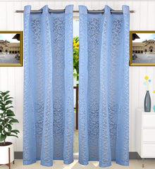 Kuber Industries Cotton 4 Pieces 7 Feet Eyelet Door Curtain (Blue) -CTKTC12960