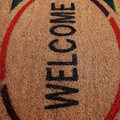 Heart Home Door Mat|Polyethylene Durable & Anti-Slip Natural Oval Welcome Print Floor Mat|Rug for Indoor or Outdoor, 30x20 Inch (Brown)