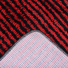Kuber Industries Door mat|Microfiber Slip-Resistant Water Absorbant Floor Mat|Stripes Pattern Entrance Mat for Kitchen,Bedside,Door,Living Room,60x40 cm,Pack of 2 (Black & Red)