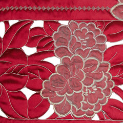 Kuber Industries Fabric Embroidery Table Runner in Soft Cloth, Maroon-KI19401