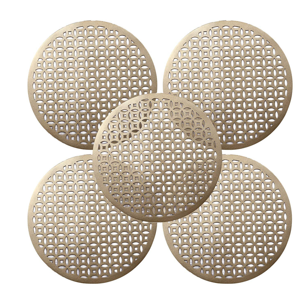 Kuber Industries PVC Soft Leather 6 Pieces Dining Table Placemat Set (Gold) -CTLTC11352