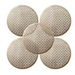 Kuber Industries PVC Soft Leather 6 Pieces Dining Table Placemat Set (Gold) -CTLTC11352
