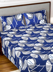 Kuber Industries Leaf Printed Glace Cotton Double Bedsheet with 2 Pillow Covers (Autumn Orange)-HS43KUBMART26804