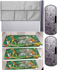 Kuber Industries Cartoon Design 3 Pieces PVC Fridge Mats,2 Piece Handle Cover and 1 Piece Fridge Top Cover (Silver) - CTKTC39682