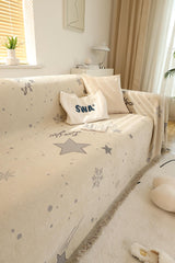 Kuber Industries Decorative Chenille Sofa Throw|Throw for Sofa, Bed & Couch|Ideal for Indoor & Outdoor 70x70 Inches (Off White)