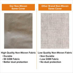 Homestic Set of 6 Foldable Non Woven saree covers with Zip|Saree & Clothes Organiser for wardrobe |Transparent Window With Premium Zipper|Suitable for Lehenga, Suit, Dress (Gold)