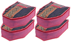 Kuber Industries 4 Piece Non Woven Blouse Cover with Front Transparent Window with Attached Pocket Set (Pink)