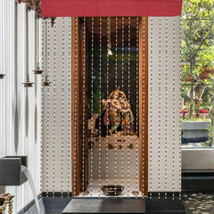Kuber Industries Wooden Sparkling Beaded String Shear Hanging Door Curtain 7 Feet (Maroon) -CTKTC012747