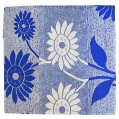 Kuber Industries Flower Printed Cotton 4 Seater Center Table Cover,40"x60" (Blue)-44KM085