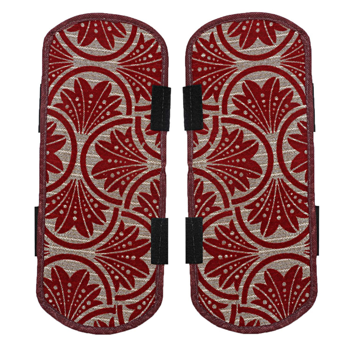 Kuber Industries Leaf Design Velvet 2 Piece Fridge Handle Cover Set - Red, Standard (CTKTC03337)
