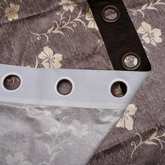 Heart Home Faux Silk Decorative 9 Feet Long Door Curtain | Floral Print Blackout Drapes Curtain with 8 Eyelet for Home & Office, Pack of 2 (Light Brown)