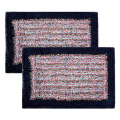 Kuber Industries Door Mat | Dust Trapper Mat | Door Entrance Mat | Anti-Skid Door Mat | Floor Mat for Home Entrance | Cotton Border Door Mat | Entryway Door Mat | Pack of 2 | Dark Blue
