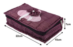 Heart Home Cotton Multipurpose 7 Pocket Dot Printed Jewellery Storage Bag Pouch/Travel Kit Organizer (Green & Purple)-Pack of 2-HHEART15453