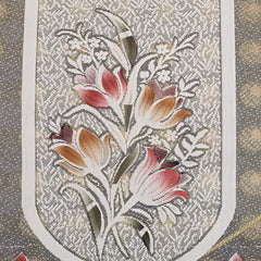 Kuber Industries Flower Design 6 Piece Cotton Sofa Cover Set, Cream