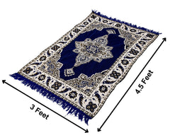 Heart Home 4.5 x3 Feet Superfine Velvet Carpet|Rug|Living Room|Bedroom|Hall (Blue), Standard (HS_36_HEARTH019567)