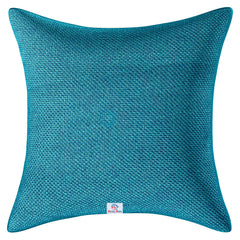 Heart Home Jute Cotton Decorative Square Cushion Cover, Cushion Case for Sofa Couch Bed 16x16 Inch- Pack of 5 (Blue) 52HH3932