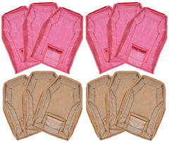 Kuber Industries 12 Piece Non Woven Blouse Cover with Front Transparent Window with Attached Pocket Set (Brown & Pink)