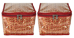 Kuber Industries Laminated Leaf Design Jewellery Organizer With 10 TranasparentPouches Pack of 2 (Maroon)-HS_38_KUBMART21003