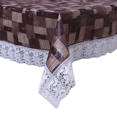 Kuber Industries 3D Checkered Design PVC 4 Seater Center Table Cover 60"x40"(Brown) - CTKTC040094, Standard