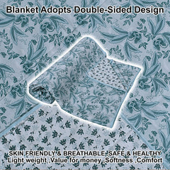 Heart Home Cotton Soft Lightweight Tropical Plant Design Reversible Single Bed Dohar | Blanket | AC Quilt for Home & Travel (Sky Blue)