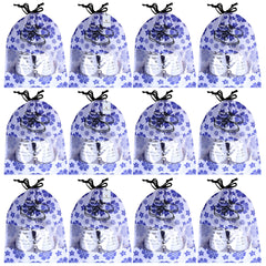 Kuber Industries Flower Design 12 Piece Non Woven Travel Shoe Cover, String Bag Organizer, Royal Blue -CTMTC039527