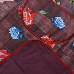 Kuber Industries Apron|PVC Unique Rose Printed Kitchen Chef Cloth|Waterproof Centre Pocket Apron With Tying Cord for Men & Women (Maroon)
