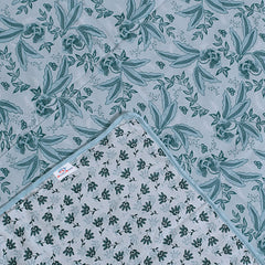 Heart Home Cotton Soft Lightweight Tropical Plant Design Reversible Single Bed Dohar | Blanket | AC Quilt for Home & Travel (Sky Blue)