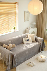 Kuber Industries Decorative Chenille Sofa Throw|Throw for Sofa, Bed & Couch|Ideal for Indoor & Outdoor 70x51 Inches (Grey)