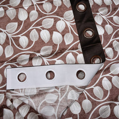Kuber Industries Silk Decorative 7 Feet Door Curtain | Leaf Print Blackout Drapes Curtain with 8 Eyelet for Home & Office (Brown)
